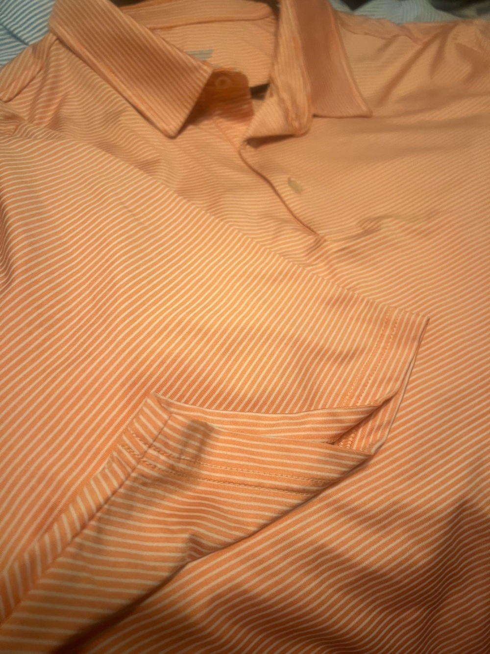 Men's Orange Striped Polo Shirt with Classic Collar
